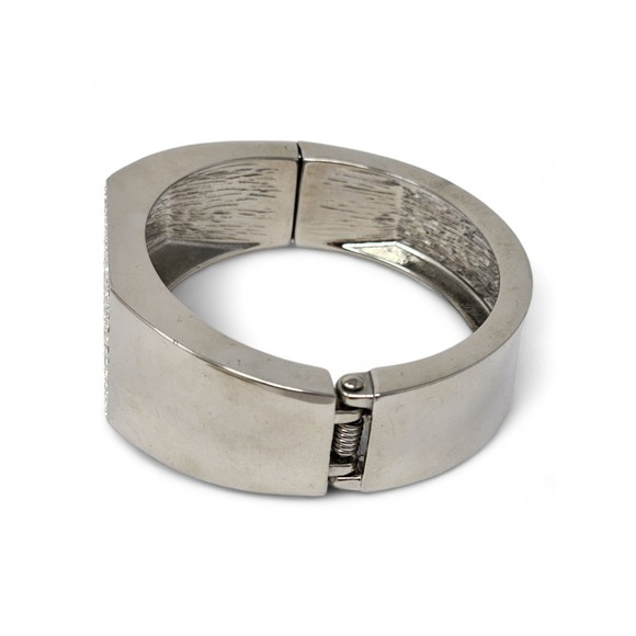 Lia Sophia Dynasty Cuff Bracelet - Magnetic Closure - Silver Tone & Cut Crystals - Picture 5 of 7